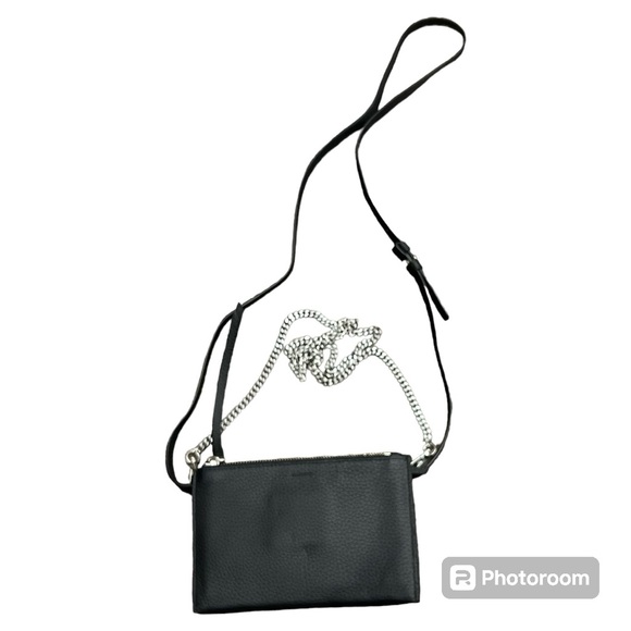 Versatile Crossbody / Wallet on a Chain “Fetch” black pebble grain leather NEW - Picture 8 of 13